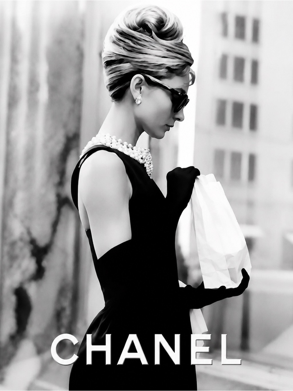 CHANEL Black & White Audrey-Inspired Fashion Art Print